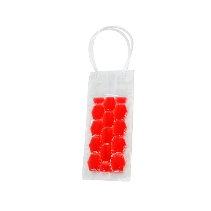 1Pc Pvc Wijn Fles Vriezer Bag Champagne Koeler Bier Cooling Gel Ijs Carrier Houder Met Handvatten Draagbare Drank Ijs-Koude Gereedschap: Red