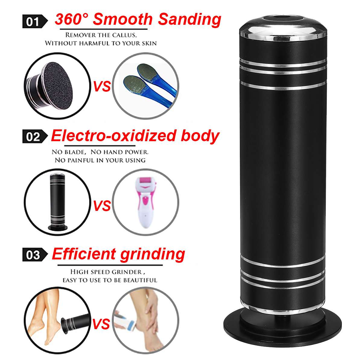 1000rpm Electric Foot File Callus Remover Foot Care Tool with 60pcs Replacement Sandpaper Disks Remove Heel Dry Dead Skin Tools