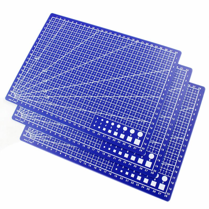 A4/A3 PVC Cutting Mat DIY Knife Engraving Leather Cutting Board Single Side Handmade Workbench Patchwork Cut Pad Board Blue