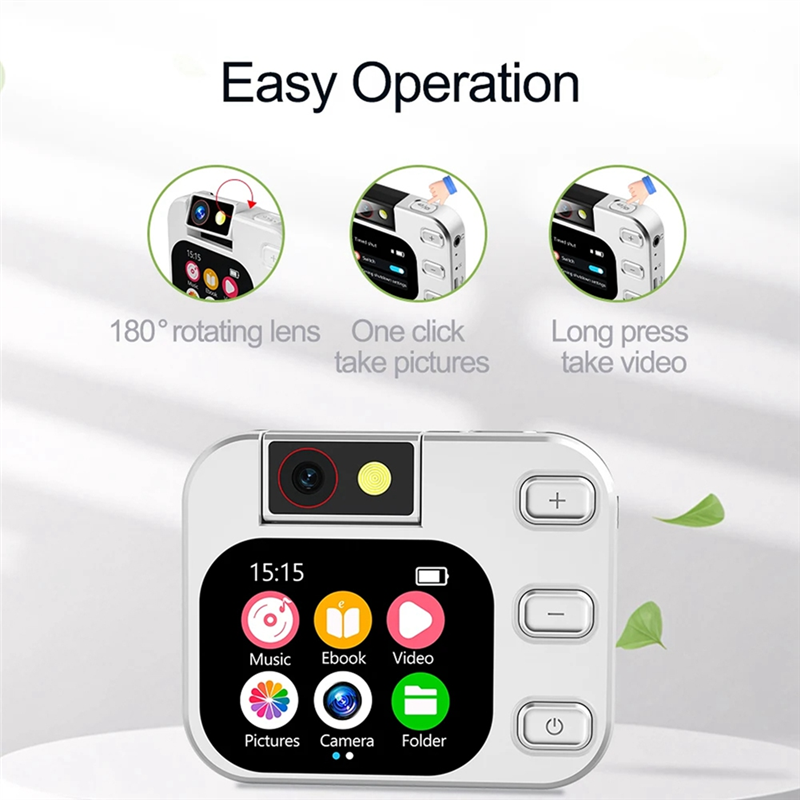M07K-X19 Mini MP3 Player Photo Radio 2.2 Touch Screen OTG Type-C Bluetooth Take Pictures