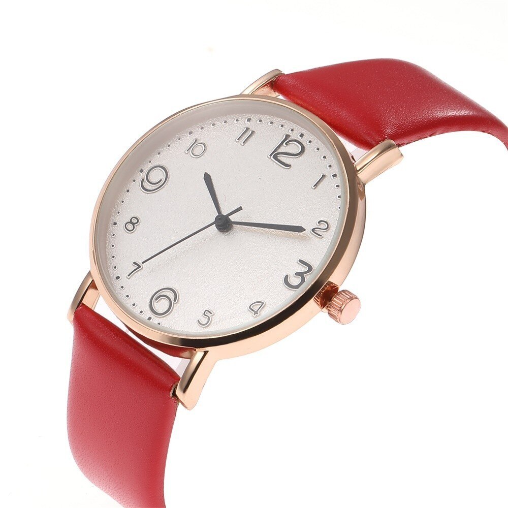 Topp stil luksus kvinner lærreim analog kvarts armbåndsur gull dame klokke dame kjole klokke
