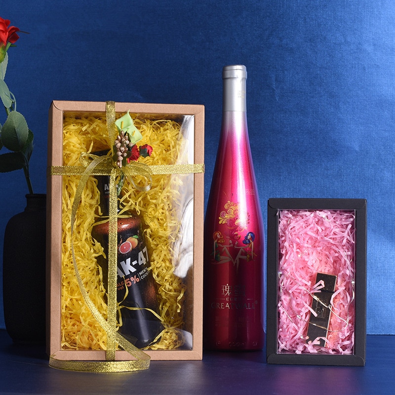 10pcs Folding Kraft Paper Box with Transparent PVC Window Box Packaging Box candy favors arts&krafts display package box