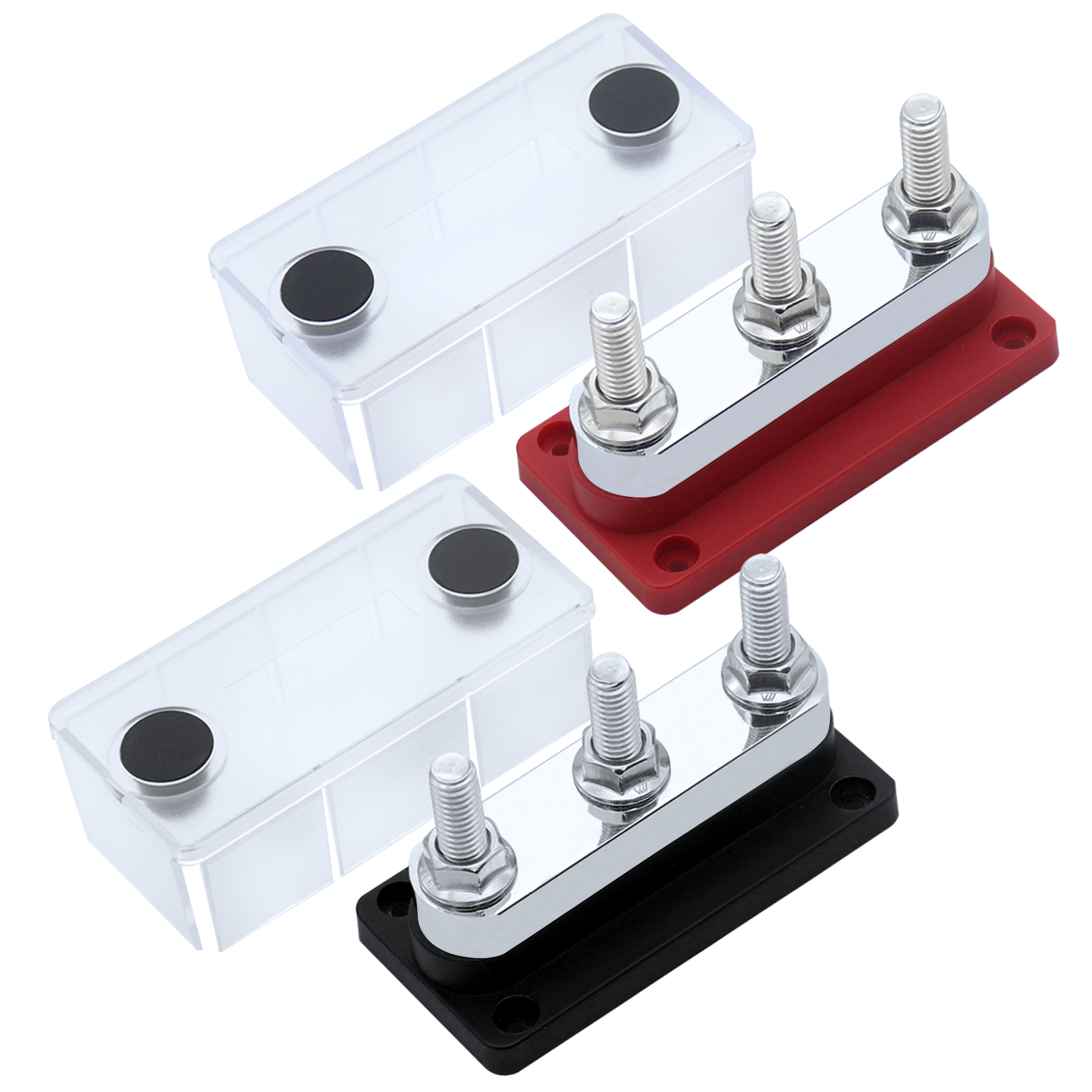 600A BusBar Heavy Duty Copper Power Distribution Block 4XM10(3/8") Terminals Studs with Cover Battery Bus Bar for Car RV Truck: Lavender