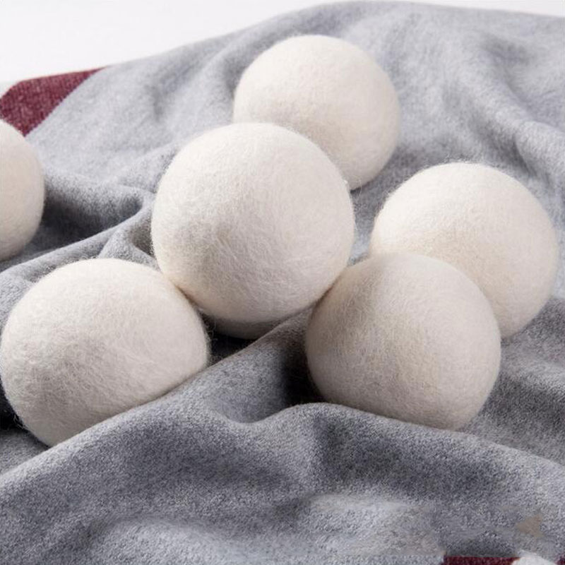 6 pièces 6cm blanc feutre boule de laine perles pour faire artisanat feutre Poms laine Roving réduire l'électrostatique de vêtements balle sèche
