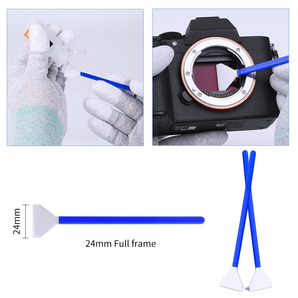 K &amp; F Concept 24Mm Cleaning Kits 16Pcs Cleaning Stick 20Ml Reinigingsvloeistof Pu Stofvrij rubber Handschoenen Voor Dslr Full Frame Camera &#39;S