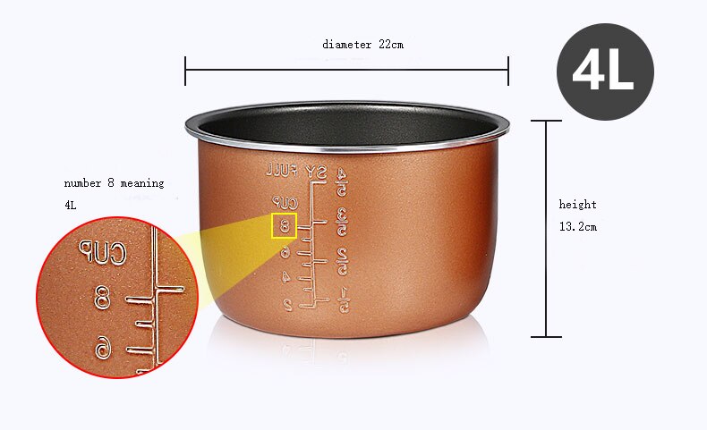 Electric pressure cooker liner multicooker bowl 4L/5L/6L liter non-stick pan double spray thickening