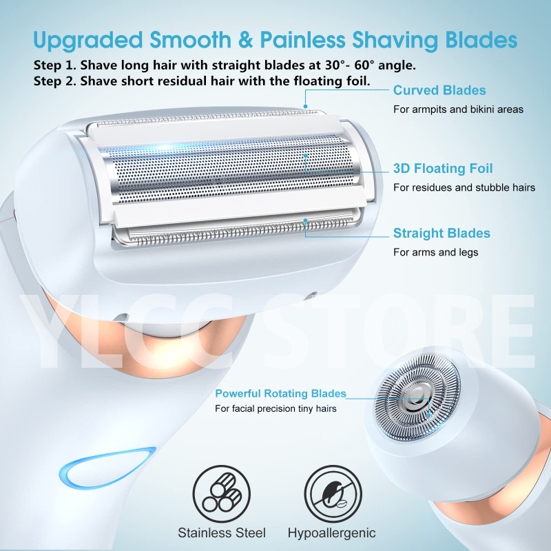 Elektrische scheerapparaten voor vrouwen 2-in-1 bikinitrimmer Gezichtsscheerapparaten Ontharing voor oksels Benen Dames Body Trimmer IPX7 Waterdicht