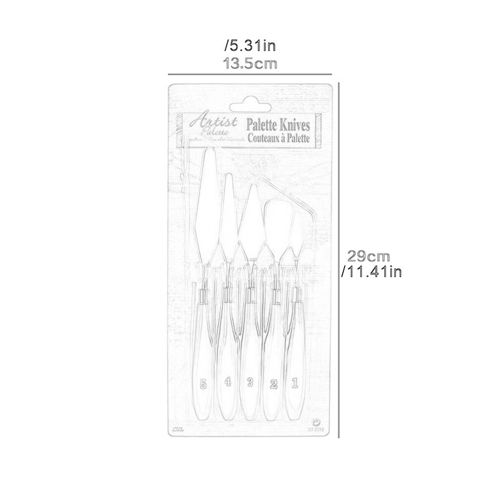 5 pièces Palette mixte couteau peinture inox grattoir spatule Art fournitures pour artiste toile peinture à l'huile couleur mélange/
