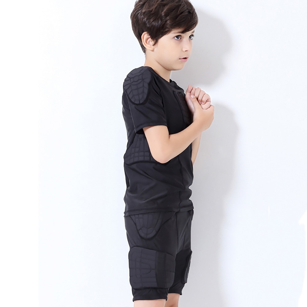 Children's Boy Thicken Sports Shirt Shockproof Football Basketball Protective Gear Chest Rib Armor Hip Back Protector Crash Suit