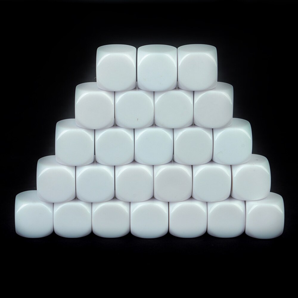 20 pz/set dadi bianchi vuoti poliedrici acrilico D6 dadi puntelli didattici accessori di gioco strumenti matematici dadi angolari arrotondati fai-da-te