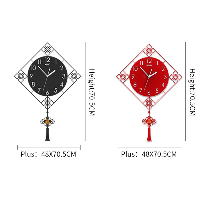 Chinese Style Silent Acrylic Large Decorative Pendulum Wall Clock Modern Living Room Home Decoration Wall Watch Stickers