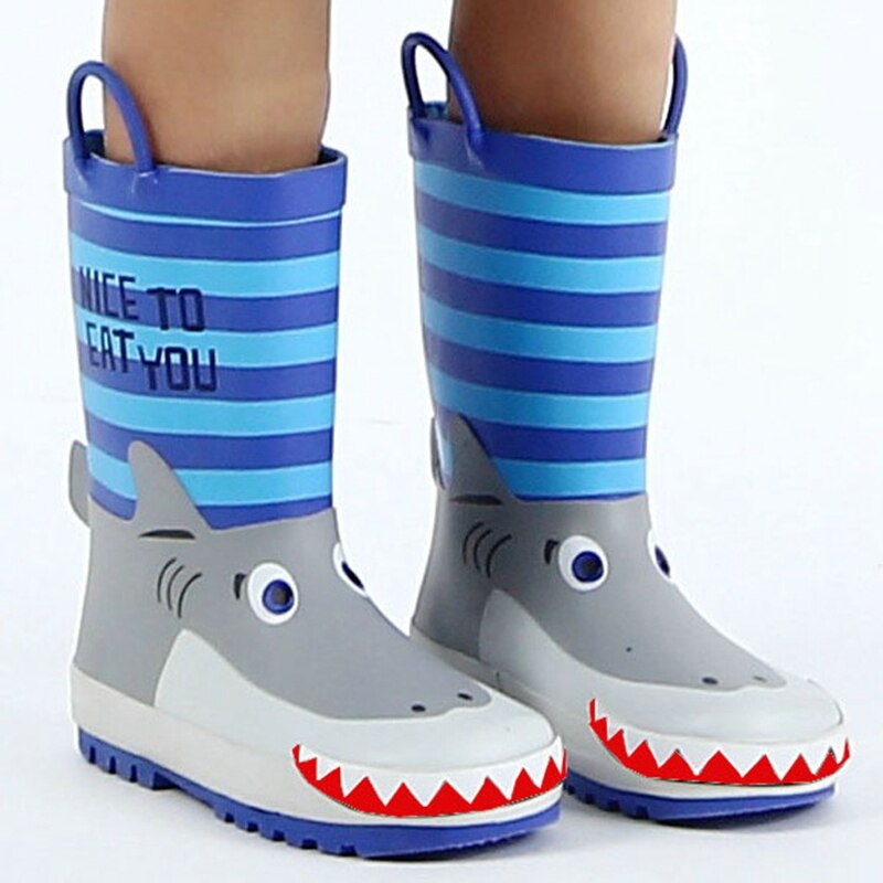 Cartoon Haai Kinderen Regen Laarzen Jongen Meisje Waterdichte Schoenen Mode 3D Gedrukt Kinderen Rubber Laarzen Antislip Baby water Schoenen