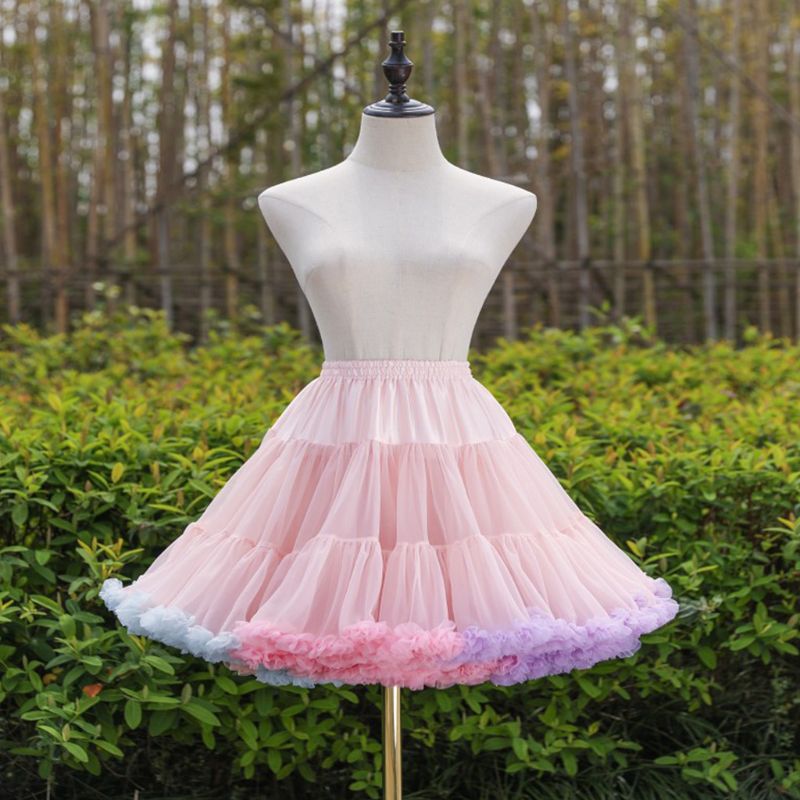 Kvinnor resår midja pösig tyll underkjol regnbåge moln kort tutu kjol balett dans pettiskirts lolita underkjol
