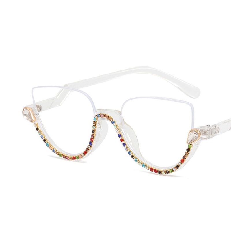 Montura de gafas graduadas de ojo de gato transparente para mujer y hombre, gafas ópticas, montura de gafas con lentes transparentes de diamante: Rojo
