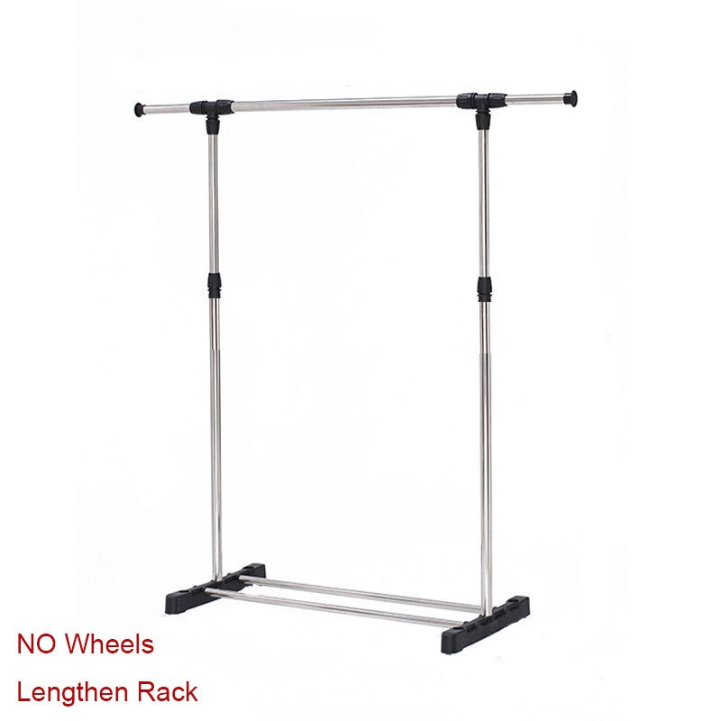 Clothes Rack Stainless Steel Single Pole Floor To Ceiling Lifting Folding Balcony Clothes Rod Simple Hanger Living Room Clothes: No wheels-lengthened