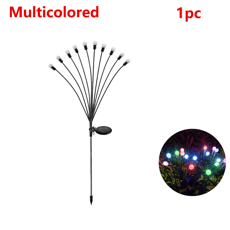 1 ~ 2 pçs luzes solares do jardim firefly luzes de assoalho ao ar livre 6/8/10led luzes jardim bola decorativa luzes para jardim decoração ao ar livre: orange / 0-5 W