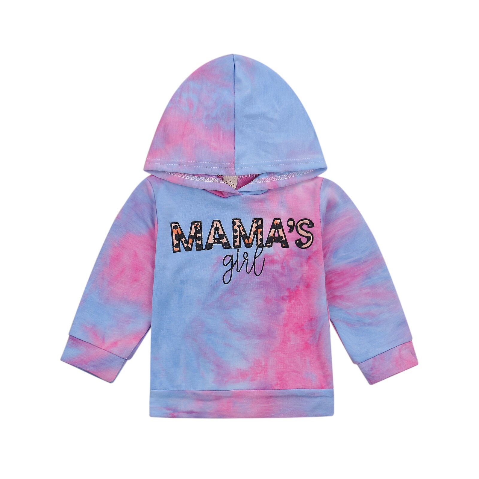 Meisjes Geborduurde Letters Meisjes Tie-Dye Hooded Trui: 2 / 6m