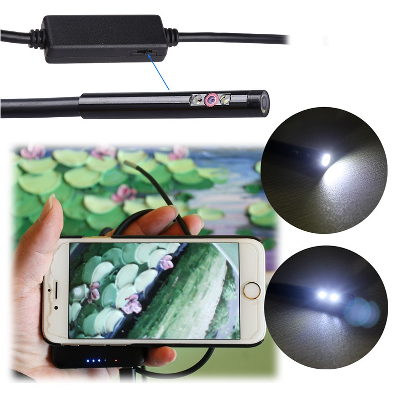 WDLUCKY Double Lens 6MM Endoscope Camera Wifi Flexible IP67 Waterproof Inspection Borescope Camera for Android PC Notebook 6LEDs