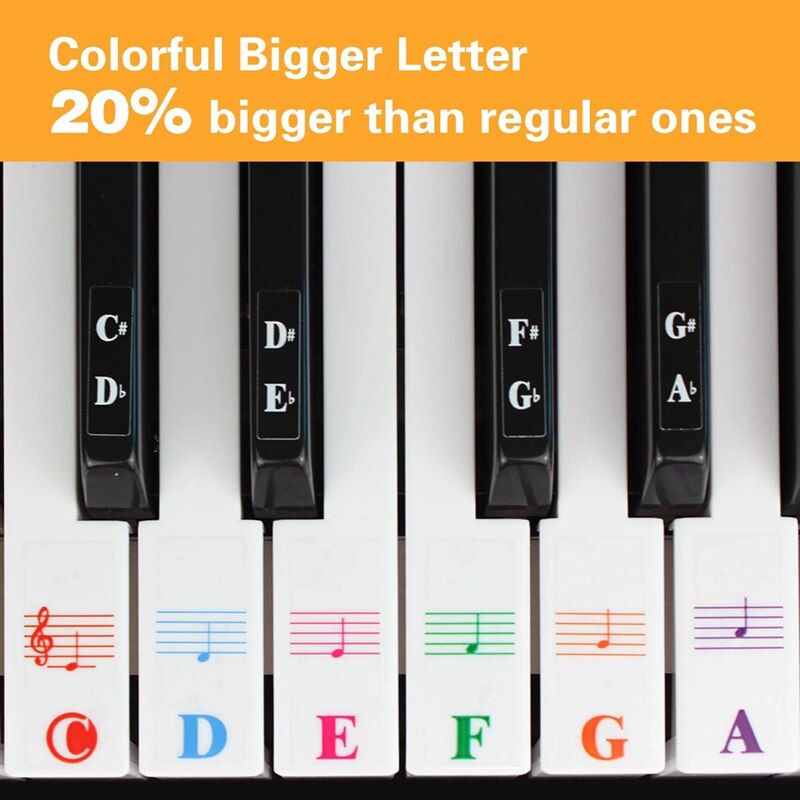 Pegatinas de Teclado de Piano para niños, pegatinas de Piano de letras extraíbles multicolor de 88/61/54/49/37 teclas, oferta