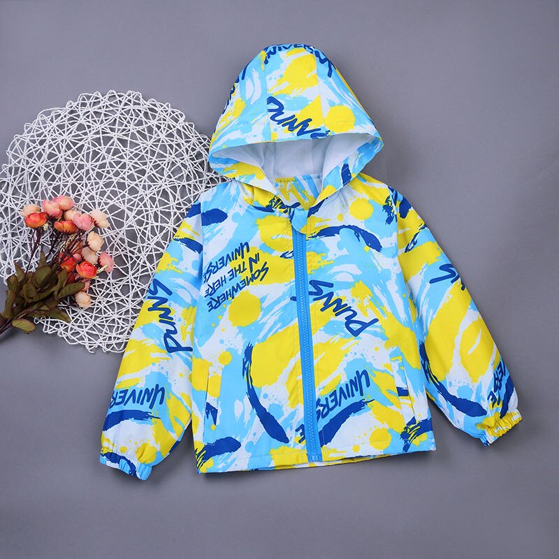 Ins Boys 'Jassen Lente, autumnbaby Jongens 2-7 Jaar Oud Graffiti Winddicht En Ademend Jas 3 Kleuren Peuter Jas