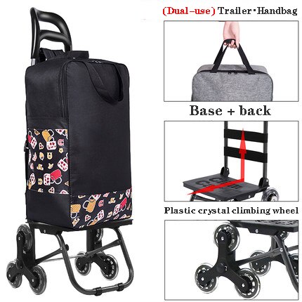 Huishoudelijke Draagbare Vouwen Trap Klimmen Winkelwagentje Boodschappen Rugzak Trolley Handtas Mountainbike Bagage Winkelwagen: L