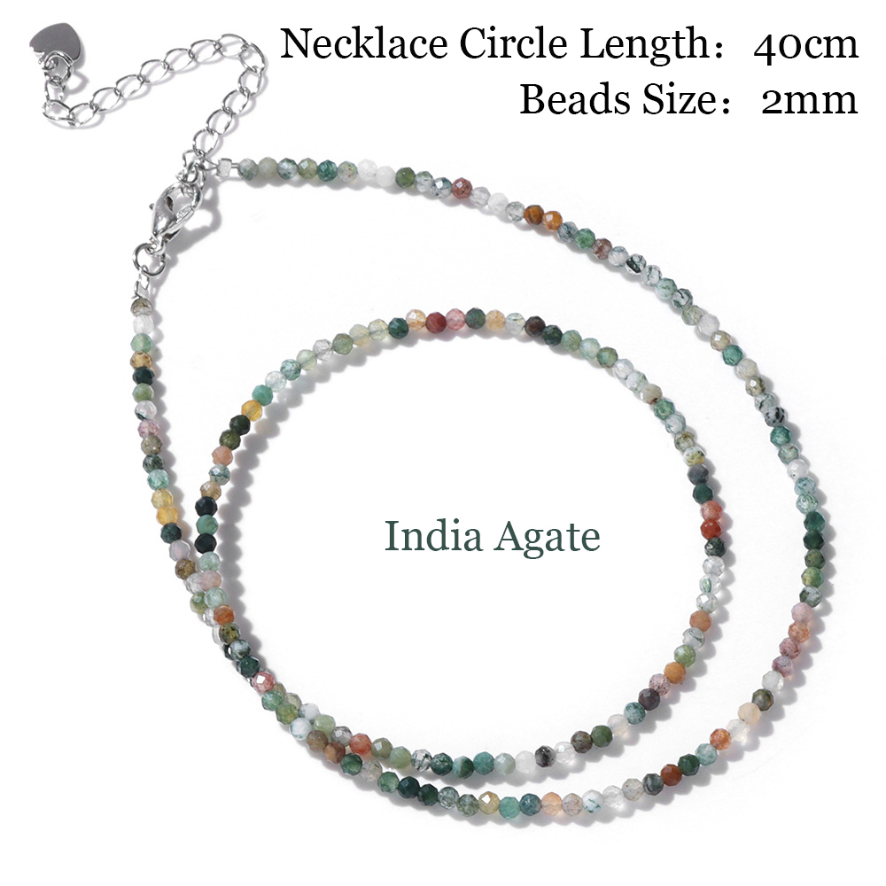 Mini Steen Kralen Ketting 2mm Facet Natuurlijke Agat Quartz Kettingen Vrouwelijke Mode Party Choker voor Vrouwen Meisjes Sieraden