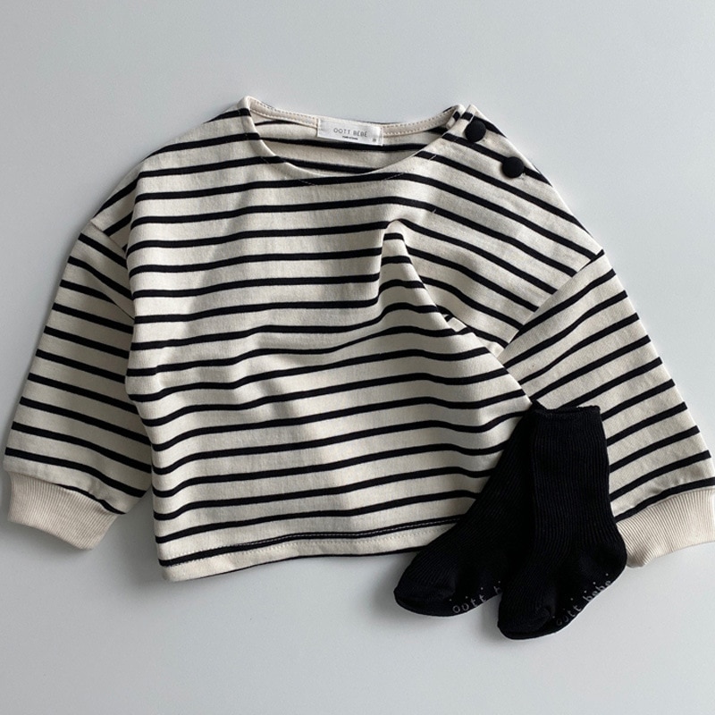 Striped Print Kids Baby Clothes Cotton Long Sleeve T Shirts Boys And Girls Long Sleeve Tops Autumn Baby Clothing