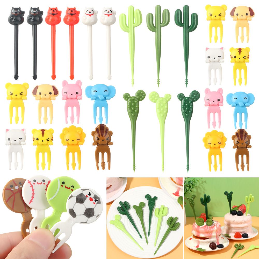 Reusable Mini Animal Farm Party Decoration Snack Cake Dessert Food Decoration Fruit Forks Toothpicks Hanami Food Picks