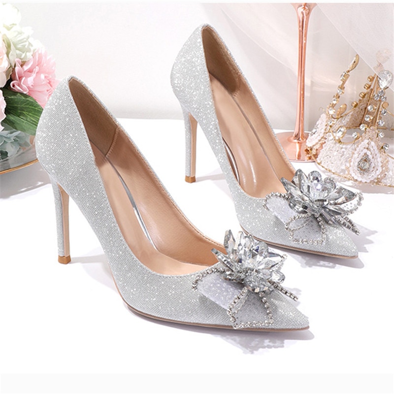 Nuevos zapatos de de boda de diamantes de imitación con lazo de cristal brillante Accesorios Para tacones altos sandalias decoraciones Flor de zapato