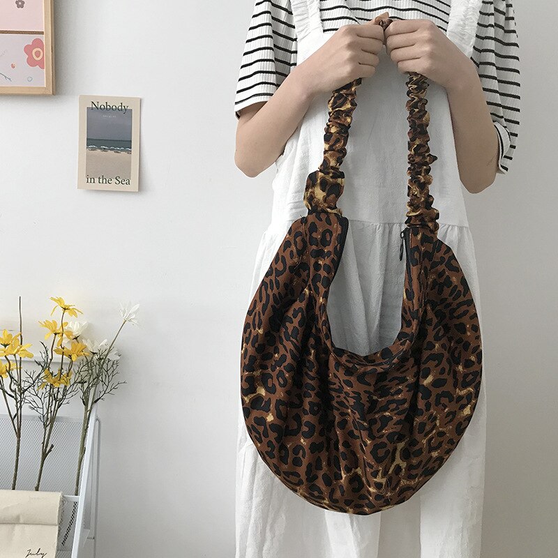 Torebki Damskie sac à bandoulière en coton imprimé léopard étudiant grande capacité sac à bandoulière décontracté sac à main de luxe pour femme