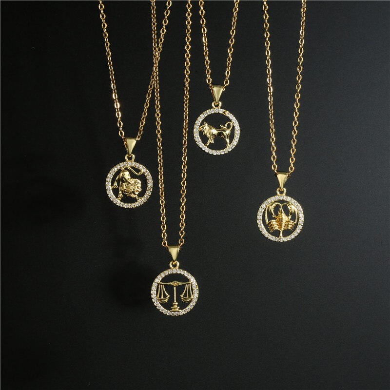 Trendsmax 12 Sterrenbeeld Sterrenbeelden Hangers Kettingen Voor Vrouwen Mannen 585 Rose Goud Mannelijke Sieraden Mode Verjaardagscadeautjes GPM16