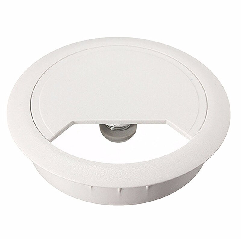 5 st datorbord kabelskydd plast kabelinföring kabelbox 60mm vita grå