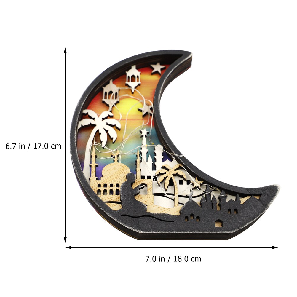Ramadan Schmuck Eid LED-leuchten Dekor Festival Tabletop Ornament Holz Dekor