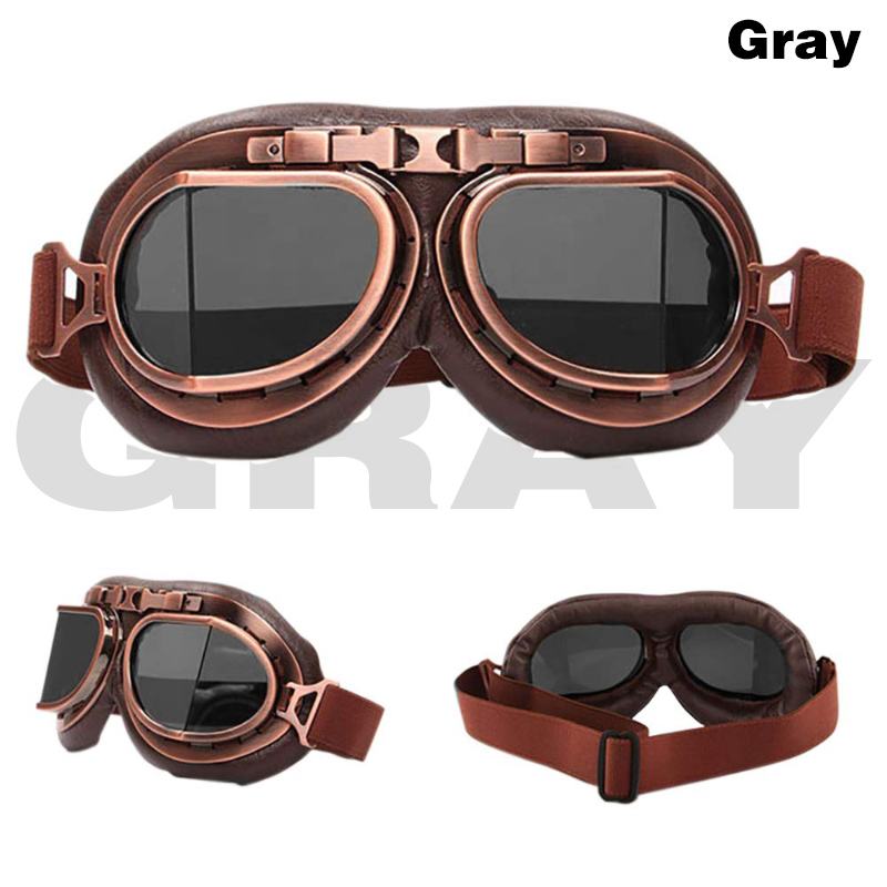 Motorcykel briller retro hjelm pilot briller motorcykel cykel briller vintage klassiske solbriller til gafas motocross dirt bike: Kobbergrå