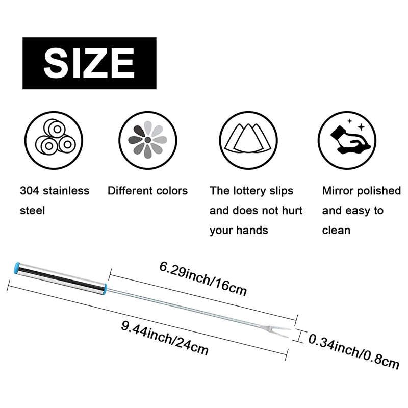 LKWLPD 6Pcs Stainless Steel Fondue Forks With Heat Resistant Handle Color Fondue Set Fondue Sticks Fondue Cheese Grill Cake Chocolate Meat Fruits Cheese F - View #2