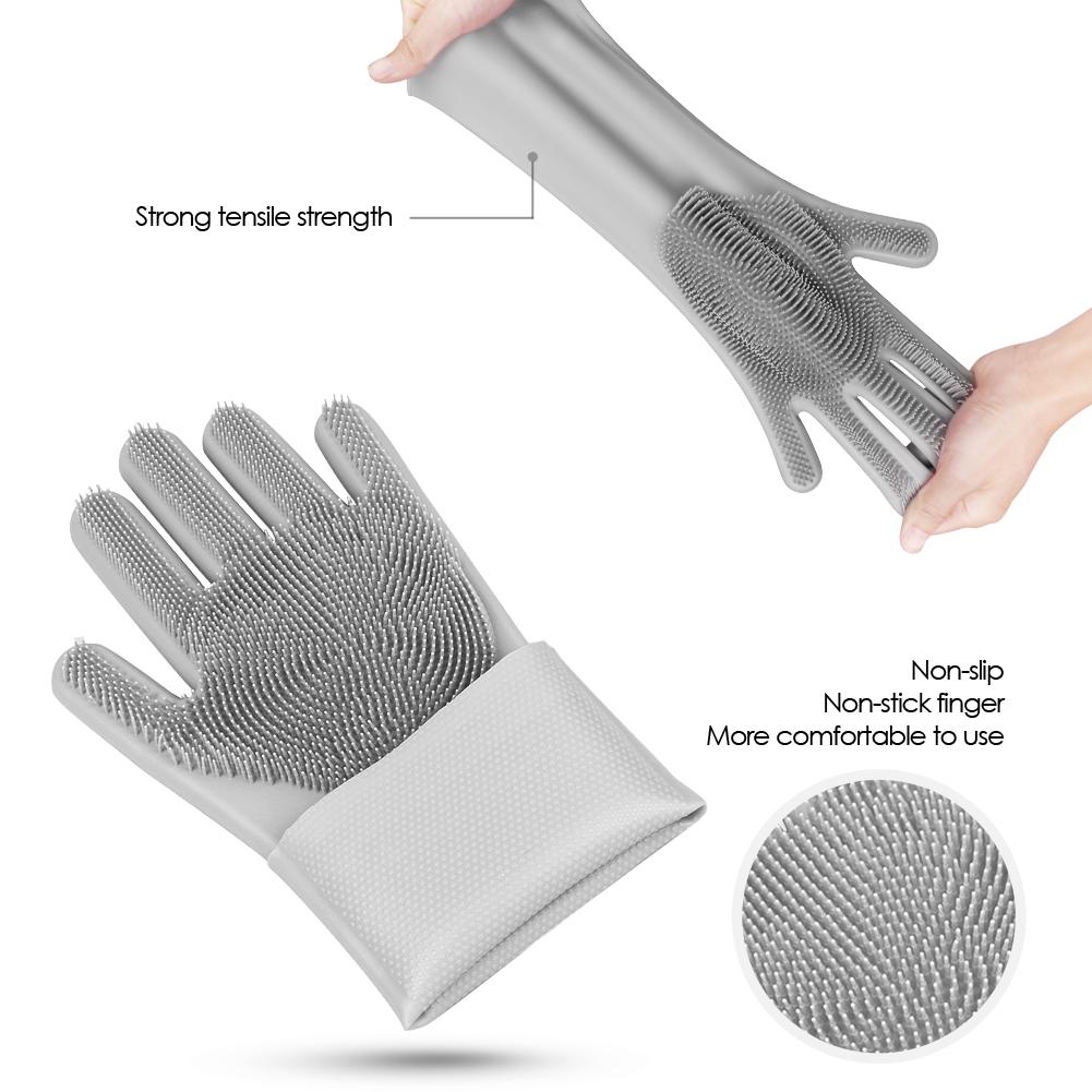 1pcs Silicone Glove Hand-Worn Dishwashing Brush Magic Protect Hands Against High Temperature Cleaning Tool Household Gloves