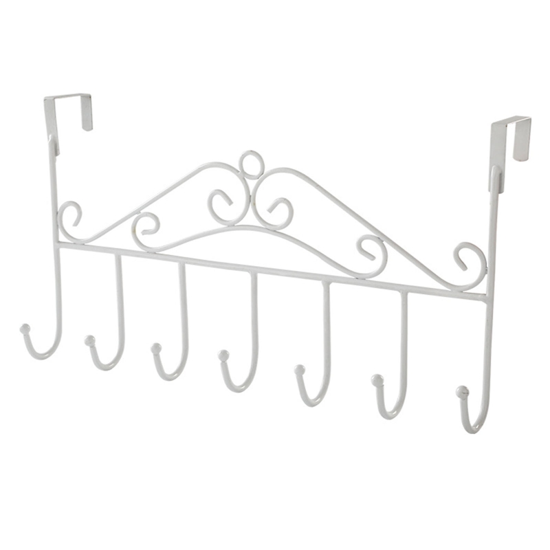 Door Rear Behind Hook Wall Mounted Storage Hanger Hook Wrought Iron Hooks for Home Bedroom Bathroom Hat Coat Clothes: white
