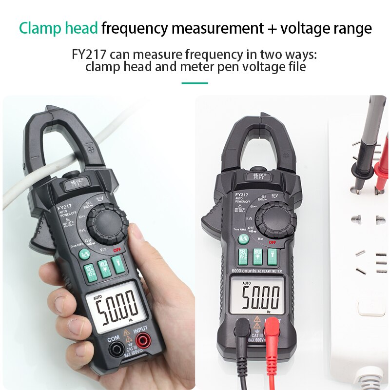 Mastfuyi FY212 / FY217 Digital Clamp Meter 600A AC Current AC/DC Voltage True RMS Auto Range VFD Capacitance NCV Tester Ammeter