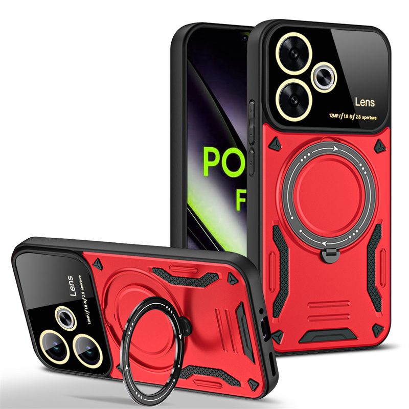 Funda For Xiaomi Poco F6 5G Case Armor Magnetic Ring Magsafe Case For PocoF6 Pocco Poko Little F 6 F6 6F Wireless Charging Cover: SKY BLUE