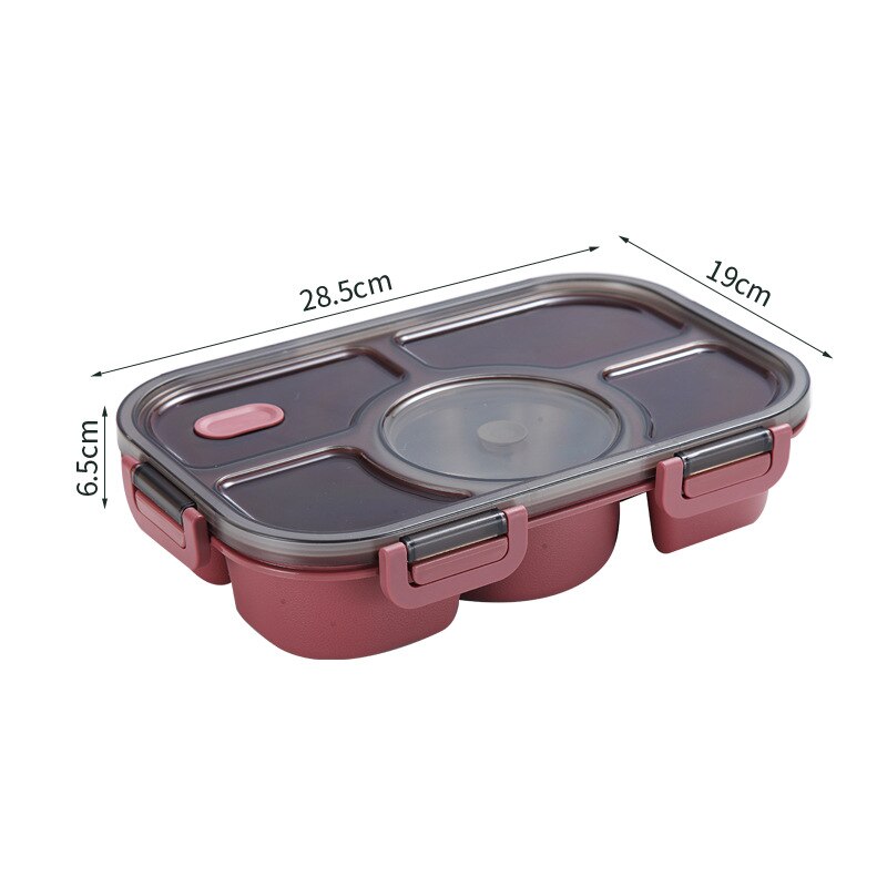 Bento box japanese style food container storage lunch box for kids with Soup Cup japanese snack box insulated lunch container: red