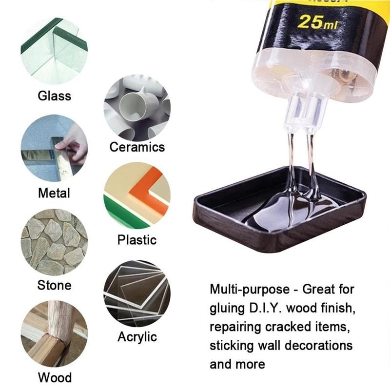 Pegamento AB fuerte de secado rápido, epoxi adhesivo de hierro, acero, aleación de aluminio, vidrio, plástico, madera, cerámica y mármol, 25ML