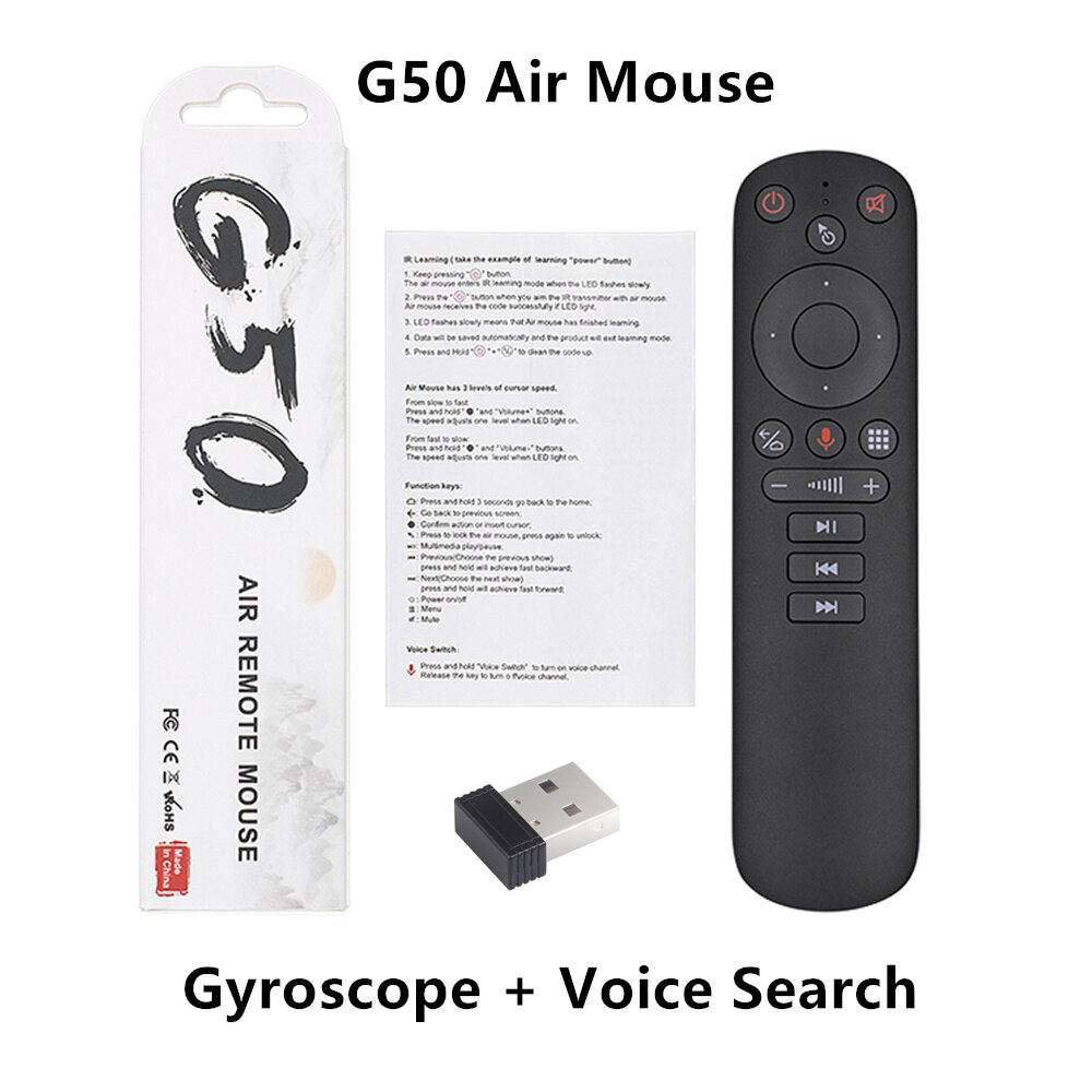 2pcs/lot G50S Voice Air Mouse Wireless 2.4GHz Remote control G50 Microphone Gyro IR Learning Aero Mouse for Android TV Box PC: Default Title