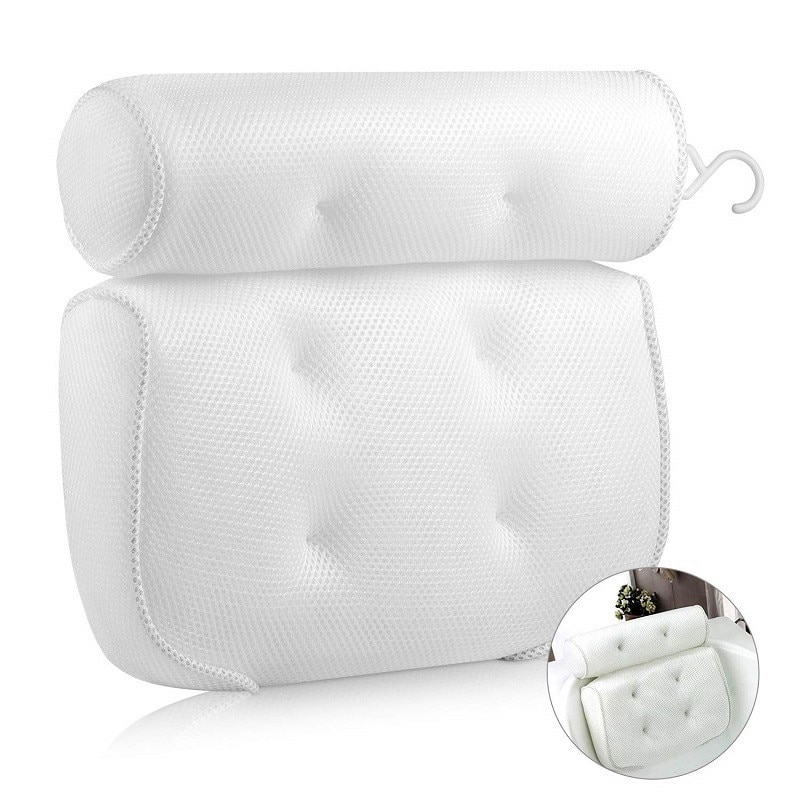 Badkussen voor het hele lichaam 138x45 cm - Sneldrogend badkussen met hoofd- en rugondersteuning - Huidvriendelijke badmat voor standaard bubbelbaden en vrijstaande baden