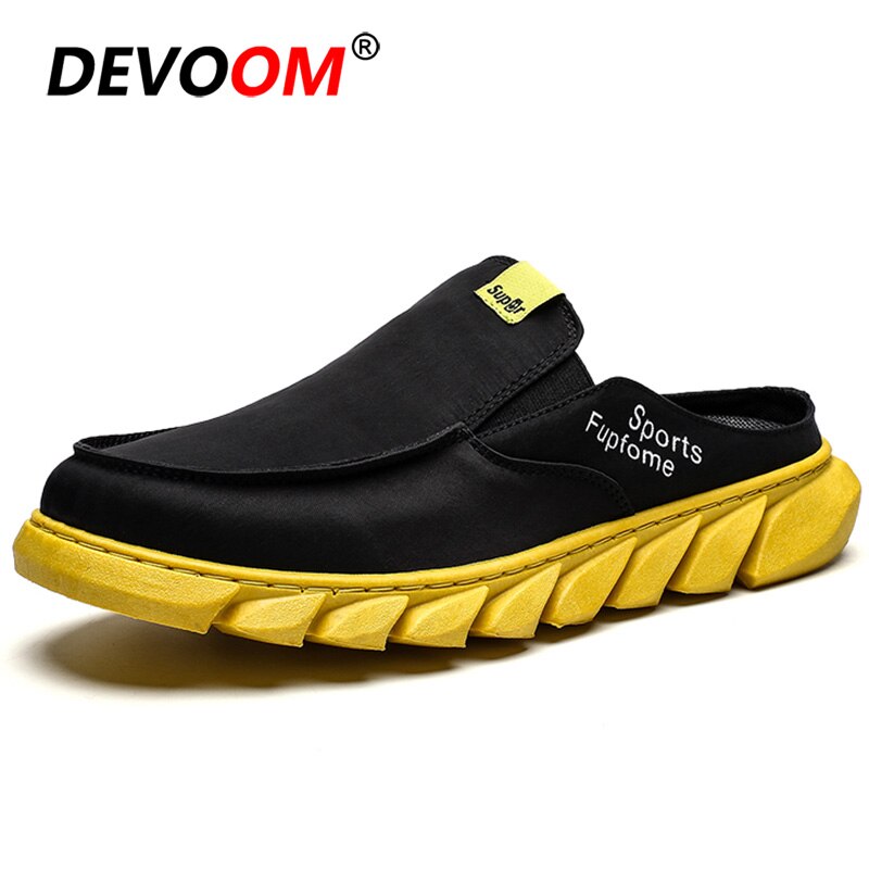 Muiltjes heren buitenschoenen heren slippers instappers heren zomer sandalen heren heren slippers lichte heren casual schoenen: Zwart-geel / 8.5