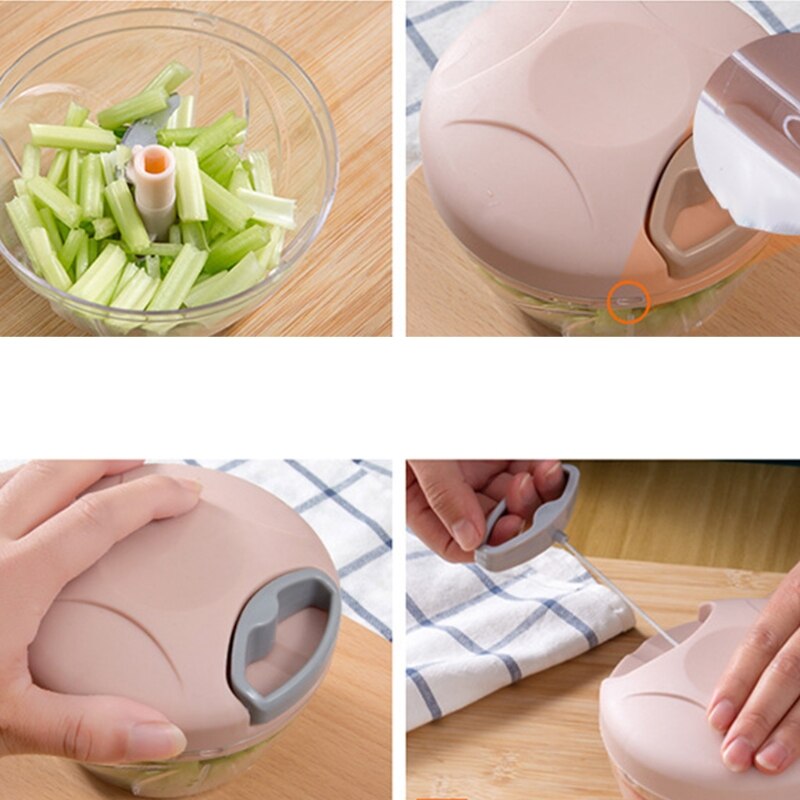 Mini hachoir à aliments manuel, petit robot culinaire à main, hachoir à 3 lames, presse pour l&#39;ail, les fruits et la viande, directe