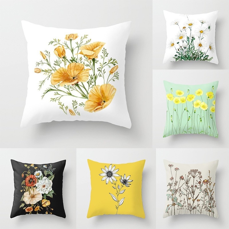 Bloemen planten serie decoratieve kussenhoes kussen kussensloop polyester 45*45 sierkussen woondecoratie kussensloop