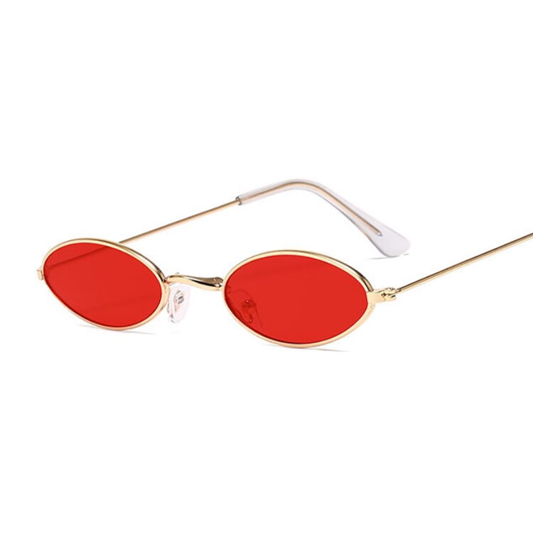 Lunettes de soleil ovales roses, petite monture, rondes pour femmes, de styliste Vintage: GoldRed