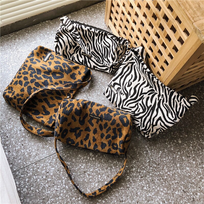 Zebra Muster Tasche Kleine Schulter Taschen für Frauen Branded Schulter Handtaschen Weibliche Hand Tasche Vintage Leinwand Trend Taschen