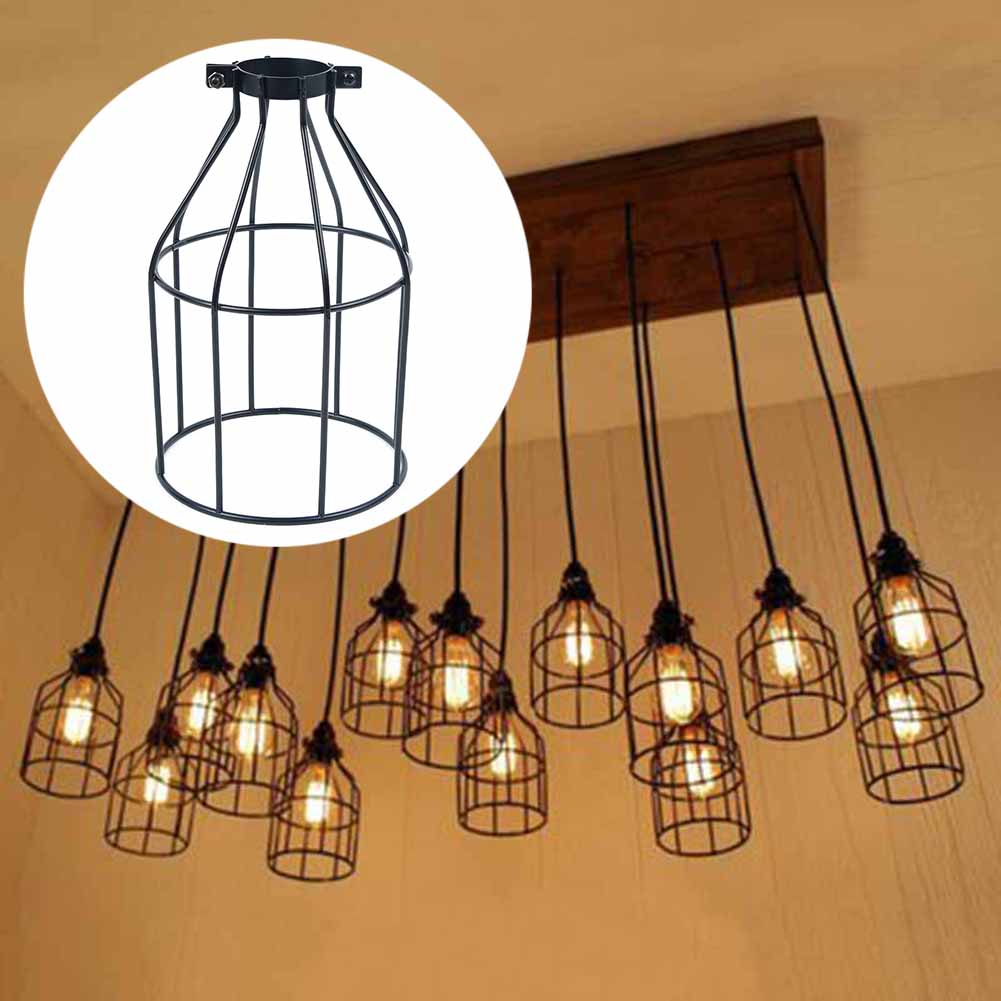 Metal pære vagt lampe bur pendel lamper holdere loft ventilator pære dæksler