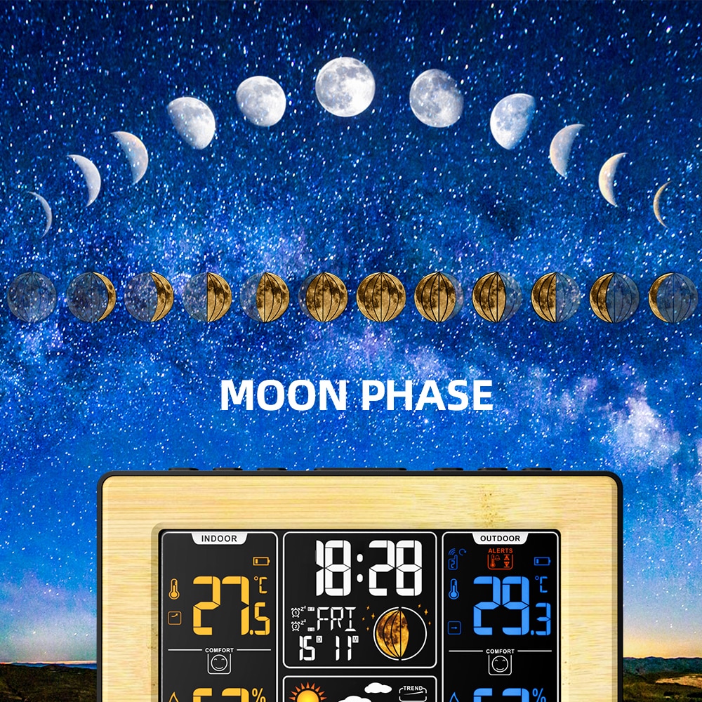 Weather Station with Outdoor Indoor Sensor, Digital Alarm Clock, Barometer, Temperature, Humidity Monitor, Weather Forecast